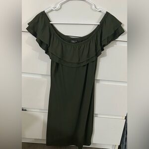 Charlotte Russe Olive Ruffle Mini Dress